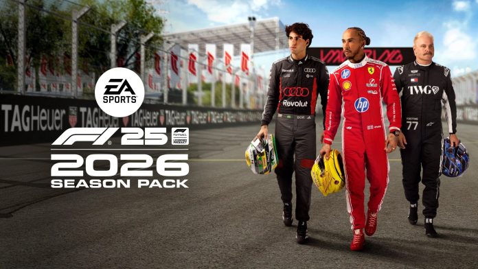 F1 25 Season Pack 2026 - reveal trailer Cover art de l'extension F1 25 Season Pack 2026 avec Madring en arriere-plan